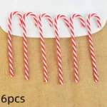 6pcs Christmas Candy Cane Pendants – Red Candy Crutch Xmas Tree Hanging Decoration for Home, New Year Gifts, Navidad Noel Ornaments