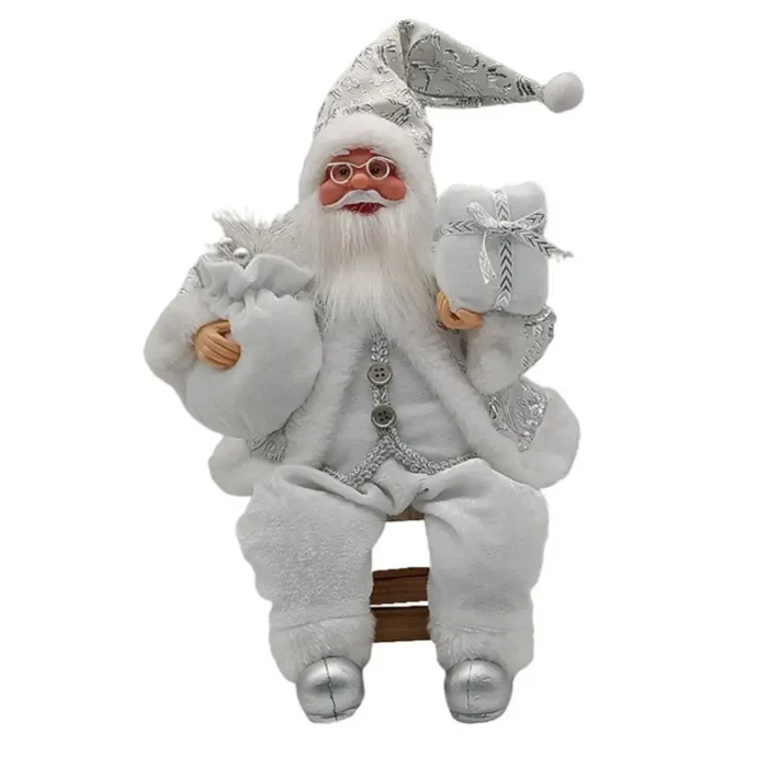 14-inch Sitting Santa Claus Figurine Christmas Figure Decorations Hanging Xmas Tree Ornament Santa Doll Toy Collectible