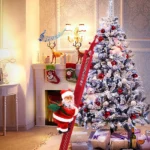 Electric Climbing Ladder Santa Claus – Music & LED Lights for Xmas Tree Decorations & Hanging Ornaments