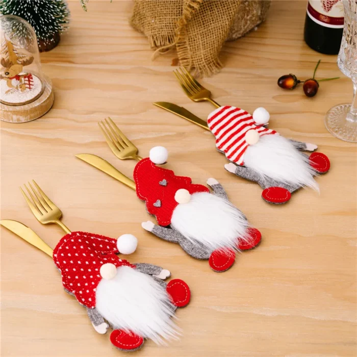 4/2/1PCS Xmas Cutlery Bag - Santa Claus Knife & Fork Storage Pocket for Christmas Tableware Decor | New Year Home Ornament