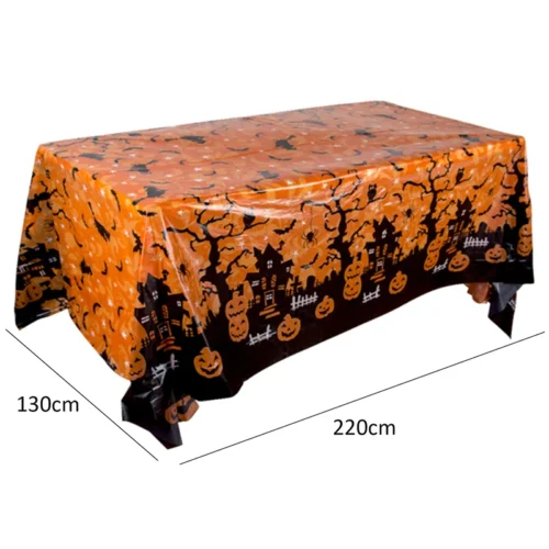 Halloween Decoration Tablecloth - Pumpkin, Spider Web, Bat Plastic Table Cover for Festival Party Home Table Decoration Supplies - Image 3