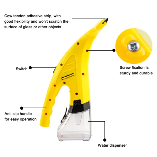 Efficient Cordless Automatic Window Vacuum Squeegee – Streak-Free, 30-Min Runtime, 200ml Tank