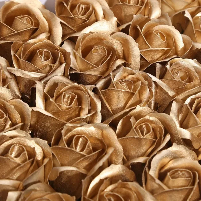 25/50pcs Gold & Silver Artificial Rose Flower Heads - Fake Roses for Wedding, Valentine’s Day, DIY Gifts, and Home Decoration