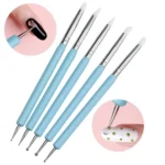 5Pcs/Set Double-Ended Silicone Head Carving & Dotting Pen Set - Stainless Steel Sculpting Tools for Polymer Clay, DIY Gel Manicure