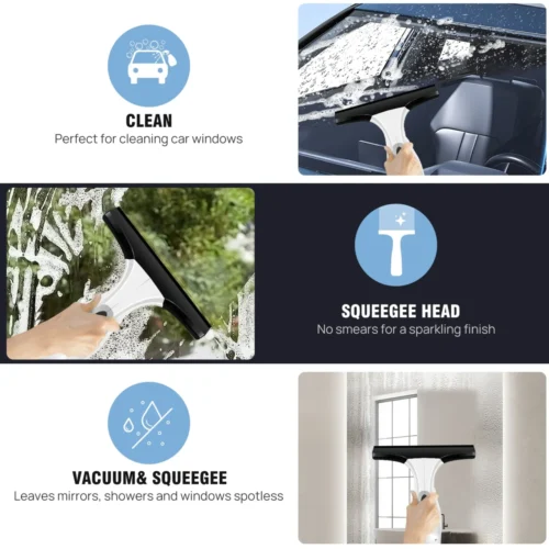 Reliable Cordless Window Vac Cleaner – 28cm Squeegee, 150ml Tank, Streak-Free Results