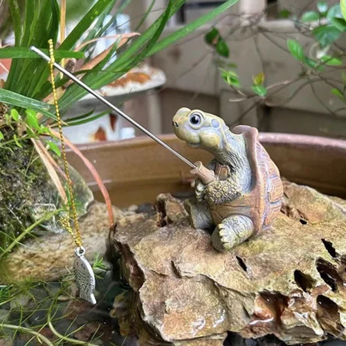 Cute Turtle Patio Decoration | Cute Turtle Resin Figurine for Outdoor Garden Décor