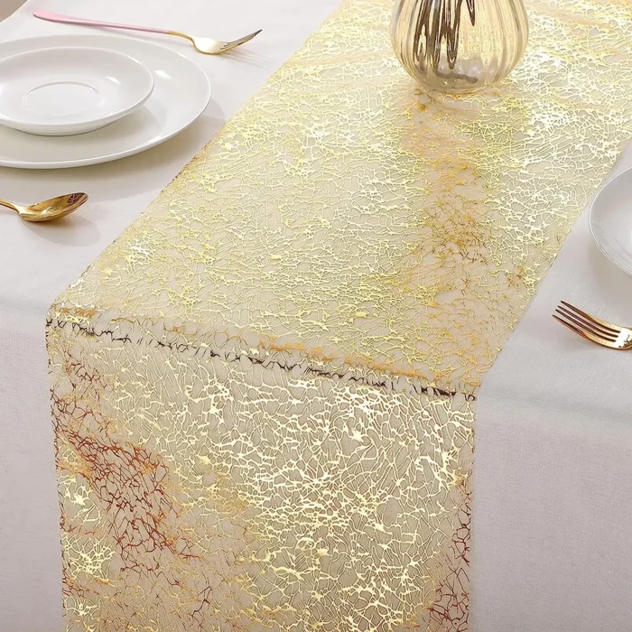 Glitter Metallic Table Runner - Polyester Gold/Rose Gold Table Runner Roll for Party, Birthday, and Wedding Dining Table Decor