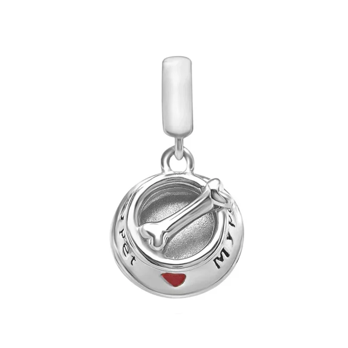 New 925 Sterling Silver "Friend Dog Mom Woof" Pet Charm - DIY Dangle Beads | Fits Original Pandora Bracelet | Fashionable Women's Jewelry