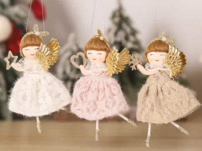 Christmas Cute Lace Hollow Skirt Angel Doll – Merry Xmas Tree Ornament for Home Decor, Hanging Pendant, Kid's Gift