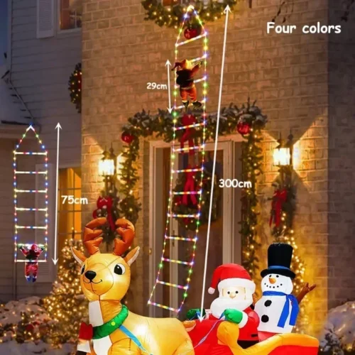 300/75cm Santa Claus Climbing Ladder Light – Christmas String Lamp for Indoor/Outdoor, Garden, & Xmas Tree Decor