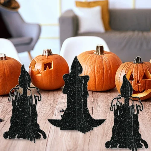 3D Halloween Ghost House Candleholders – Decorative Paper Ornaments Set - Image 3