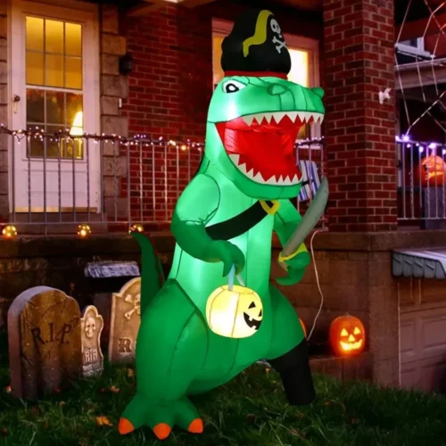 7-Foot Halloween Inflatable Dinosaur with Built-in LED - Image 2