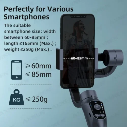 F10 3-Axis Handheld Gimbal Stabilizer, Face Tracking Selfie Stick, Bluetooth Smartphone Stabilizer