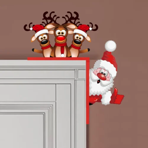 Santa Claus Christmas Green Monster Door Corner Decoration DIY Stitching Creatives Home Decor Funny Grinch Decorations