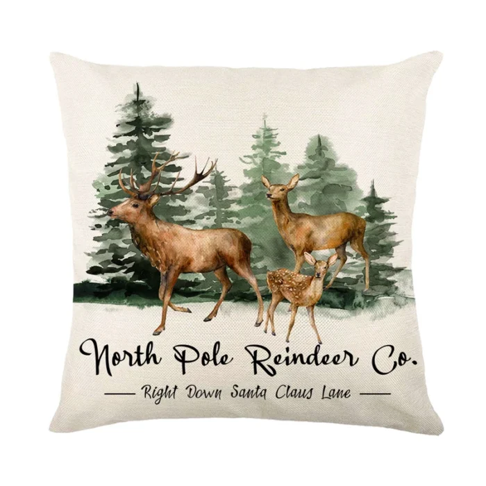 Linen Merry Christmas Pillow Cover – 45x45cm Throw Pillowcase for Winter, Home, Tree, Deer, & Sofa Decorations