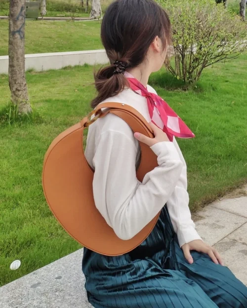 Luxury Designer Women's Handbag | Vintage Half Moon Shoulder Bag