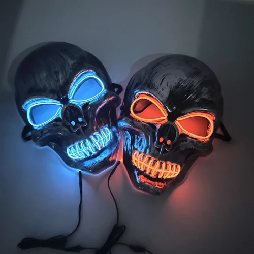 Halloween Neon Luminous Horror Mask – Glowing LED Skull Mask