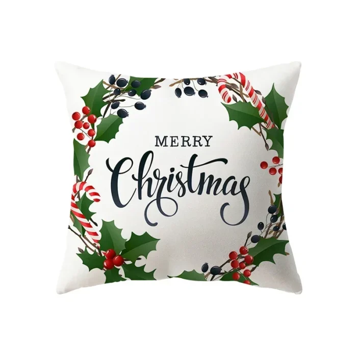 Merry Christmas Decorative Print Pattern Cushion Cover Home Living Room Sofa Decoration Square Polyester Pillow