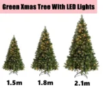 Artificial PVC Christmas Tree – Green Fir, 150/180/210cm, Large & Reusable Xmas Pine Tree