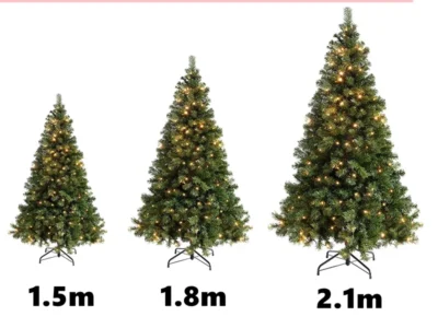 Artificial PVC Christmas Tree – Green Fir, 150/180/210cm, Large & Reusable Xmas Pine Tree