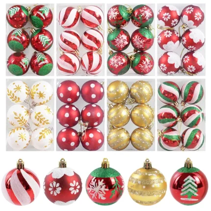 6Pcs/box 6cm Christmas Ball Ornaments Xmas Tree Hanging Pendant Christmas Decorations for Home 2024 Navidad Natal New Year Gift