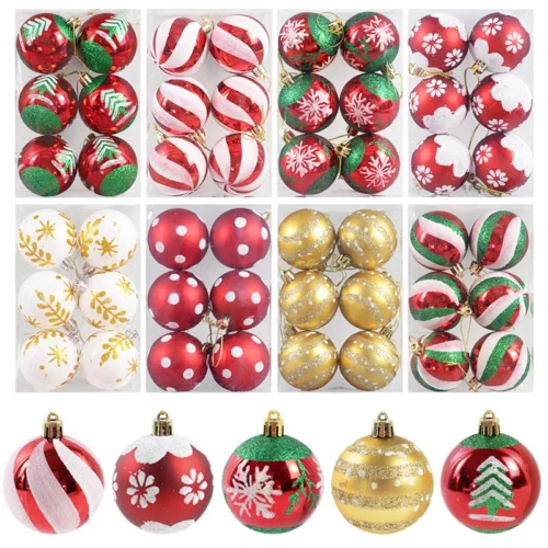 6Pcs/box 6cm Christmas Ball Ornaments Xmas Tree Hanging Pendant Christmas Decorations for Home 2024 Navidad Natal New Year Gift