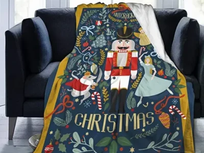 Nutcracker Christmas Tree Star Throw Blanket – Ultra Soft Velvet, Lightweight and Durable Bed Quilt, Stylish Home Decor
