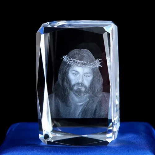3D K9 Crystal Cube – Christian Jesus Cross & Virgin Mary Figurine, Laser Engraved Home Decor & Religious Gifts for Women - Image 13