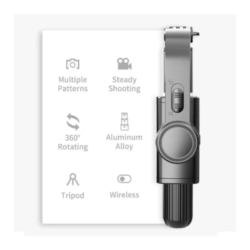 Handheld 1-Axis Gimbal Stabilizer, Selfie Stick with Tripod Stand, Bluetooth Remote, Anti-Shake Design - Image 2