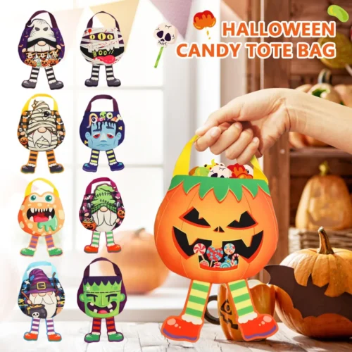 Reusable Ghost Halloween Candy Bags – Non-Woven Tote Bags for Trick or Treating