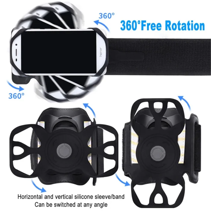 Running Armband Wristband Bracket - 360° Rotatable Phone Holder with Card Pocket for 4-7 inch Smartphones | Ideal for Running & Bicycles