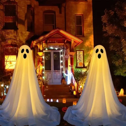 Ghost Spooky Halloween Decor with Battery-Powered Light for Home. Standing Ghost Decoration / Ideal for Halloween Horror Themes - Image 2