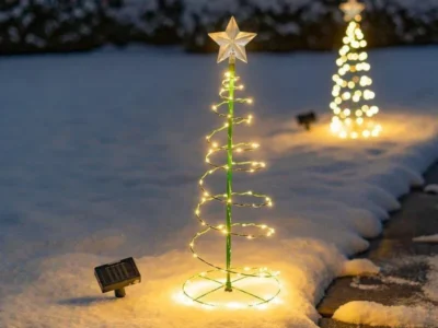 1pc LED Solar Outdoor Christmas Tree Decoration – Waterproof String Lights, Solar-Powered Garden Lamp, Outdoor Christmas Ornaments