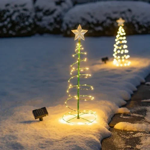 1pc LED Solar Outdoor Christmas Tree Decoration – Waterproof String Lights, Solar-Powered Garden Lamp, Outdoor Christmas Ornaments
