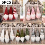 6pcs Christmas Mini Doll Tree Pendant Xmas Decoration for Home Gnome Doll Kids New Year Gifts Navidad