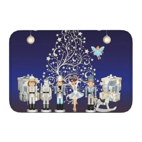 Christmas Nutcracker Doormat – Anti-Slip Entrance Rug for Kitchen, Hallway, Balcony, and Living Room, Festive Bathroom Foot Pad