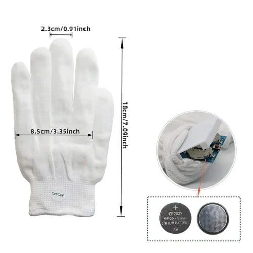 1 Pair LED Gloves – Neon Glowing Costume for Halloween, Luminous Flashing Skull Gloves - Image 2