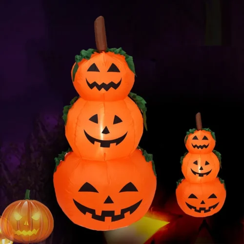 1.2M Halloween Inflatable Pumpkin with LED Lights – Outdoor Garden & Courtyard Decoration, Horror Tombstone Props - Image 3