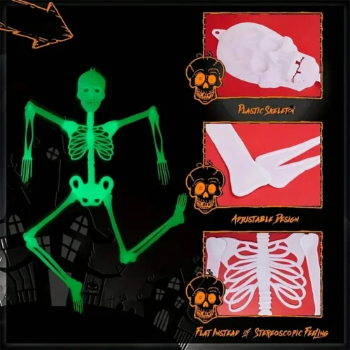 1PCS Large Glow-in-the-Dark Skull Decoration – 13.77" Hanging Scary Skull Prop - Image 4