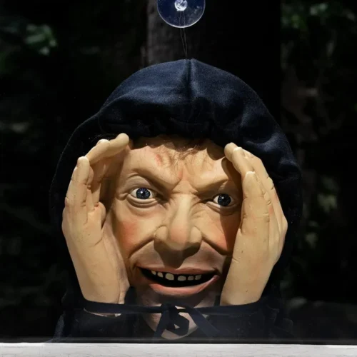 Scary Peeper Freak Halloween Decoration – Clown Indoor and Outdoor Window Hanging Mask