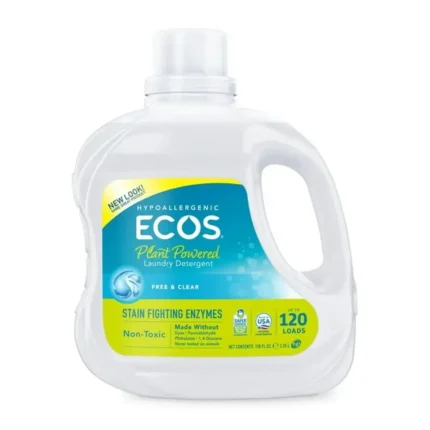 ECOS Free and Clear 110oz Liquid Laundry Detergent Stain-Fighting Enzymes Hypoallergenic Plant-Powered Concentrated Formula