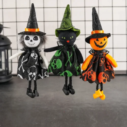 Halloween Ghost, Witch, Pumpkin, and Black Cat Hanging Pendants - Image 4