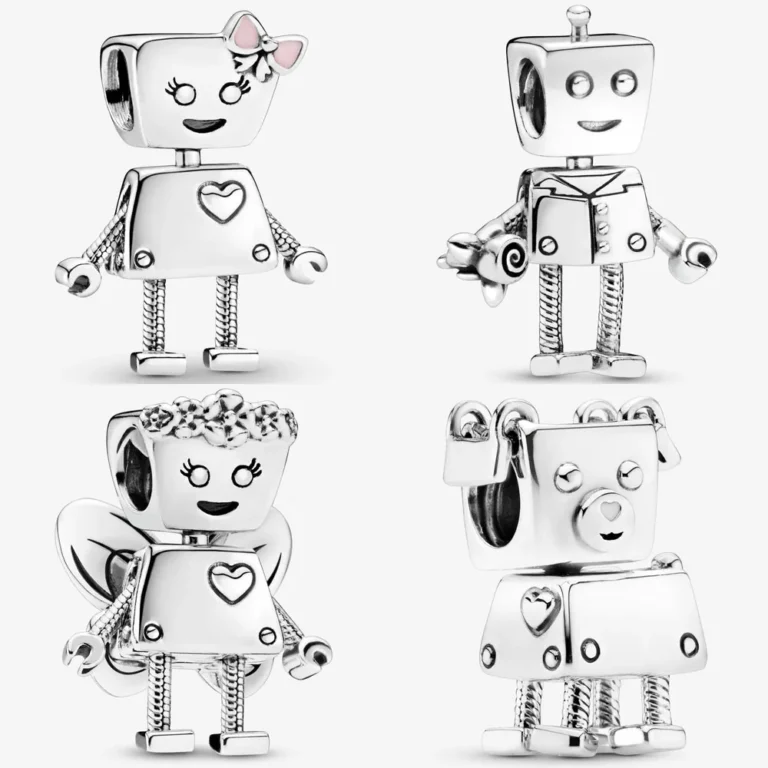 Genuine 925 Sterling Silver "Cute Bella Bot" Charm - A Big Heart and Robot Bead | Fits Pandora Bracelet & Necklace | DIY Jewelry