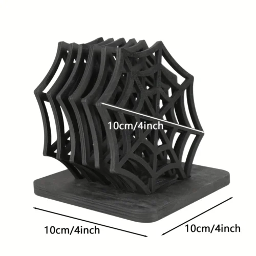Halloween Coasters - 6 Set Spider Web Design Wooden Table Placemats for Home and Festival Decor - Image 2