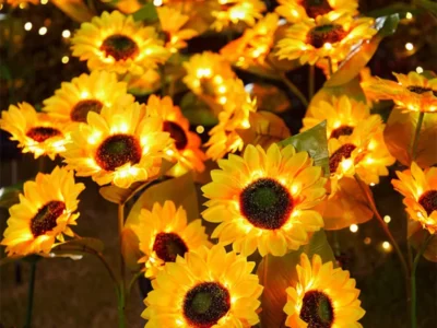 3-Head LED Solar Sunflower Lights - Outdoor Landscape Lamps for Garden, Yard, and Lawn Decor, Christmas Flower Night Lights