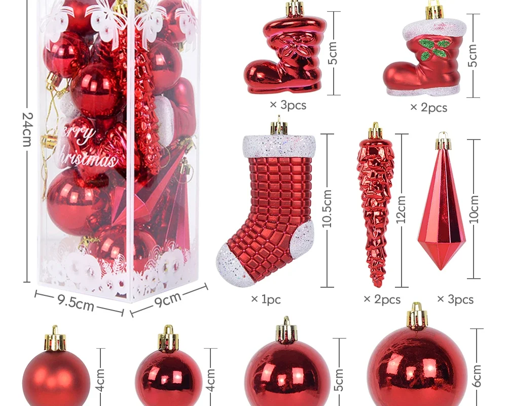 21pcs Christmas Ball Ornaments – Ice Pendants for Xmas Tree, Home Decorations, Navidad, & New Year Gifts