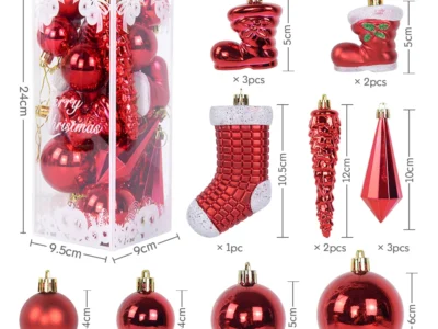 21pcs Christmas Ball Ornaments – Ice Pendants for Xmas Tree, Home Decorations, Navidad, & New Year Gifts