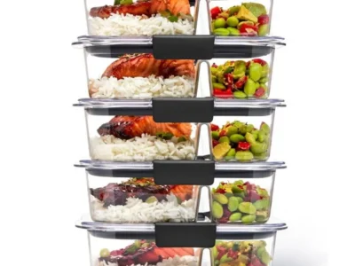 5pk 2.85 Cup Brilliance Meal Prep Containers – 2-Compartment Food Storage, Leakproof, Odor-Resistant, and Easy for Microwaving