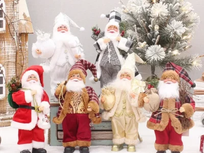 Xmas Decor for Home – Navidad Party Ornaments, Santa Claus Doll with Gift Bags