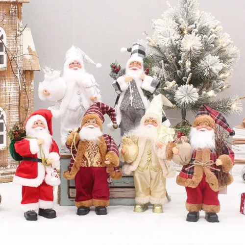 Xmas Decor for Home – Navidad Party Ornaments, Santa Claus Doll with Gift Bags